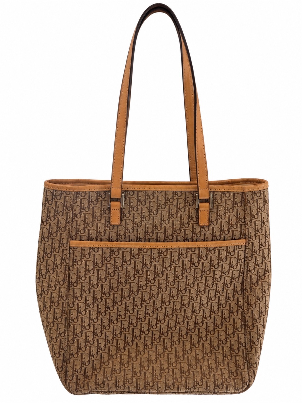 Dior Brown Monogram Tote with Tan Leather Trim